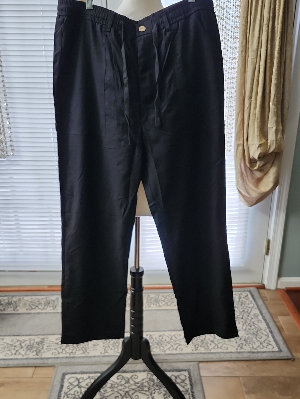 Womens Black Drawstring Dress Pants — Tailored Comfort